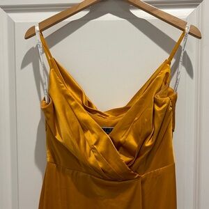 David's Bridal Gold Satin Dress